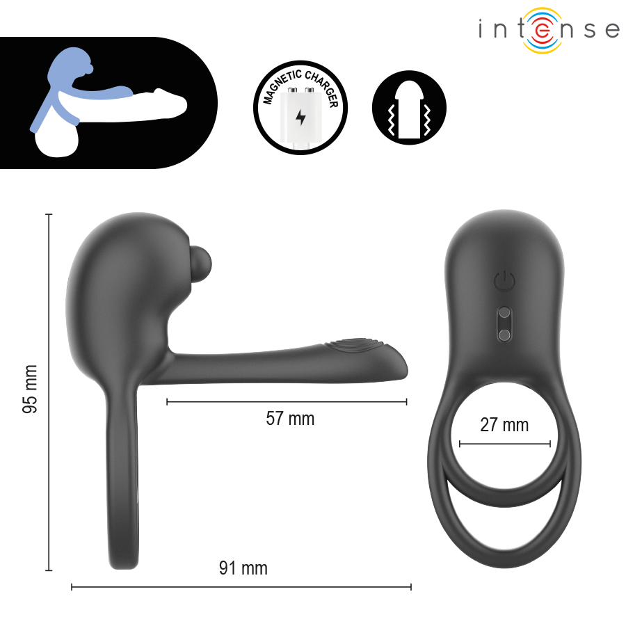 INTENSE - SPIKE ANILLO VIBRADOR PARA PENE CON CONTROL REMOTO