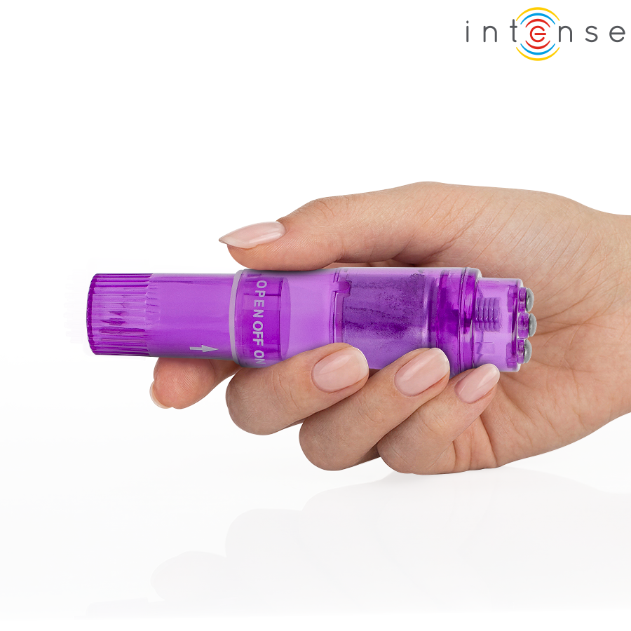 INTENSE - KURT MINI MASAJEADOR CON 4 CABEZALES INTERCAMBIABLES LILA