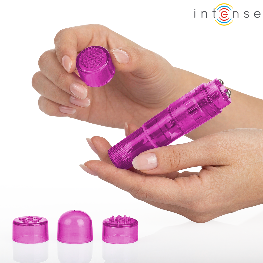 INTENSE - KURT MINI MASAJEADOR CON 4 CABEZALES INTERCAMBIABLES ROSA