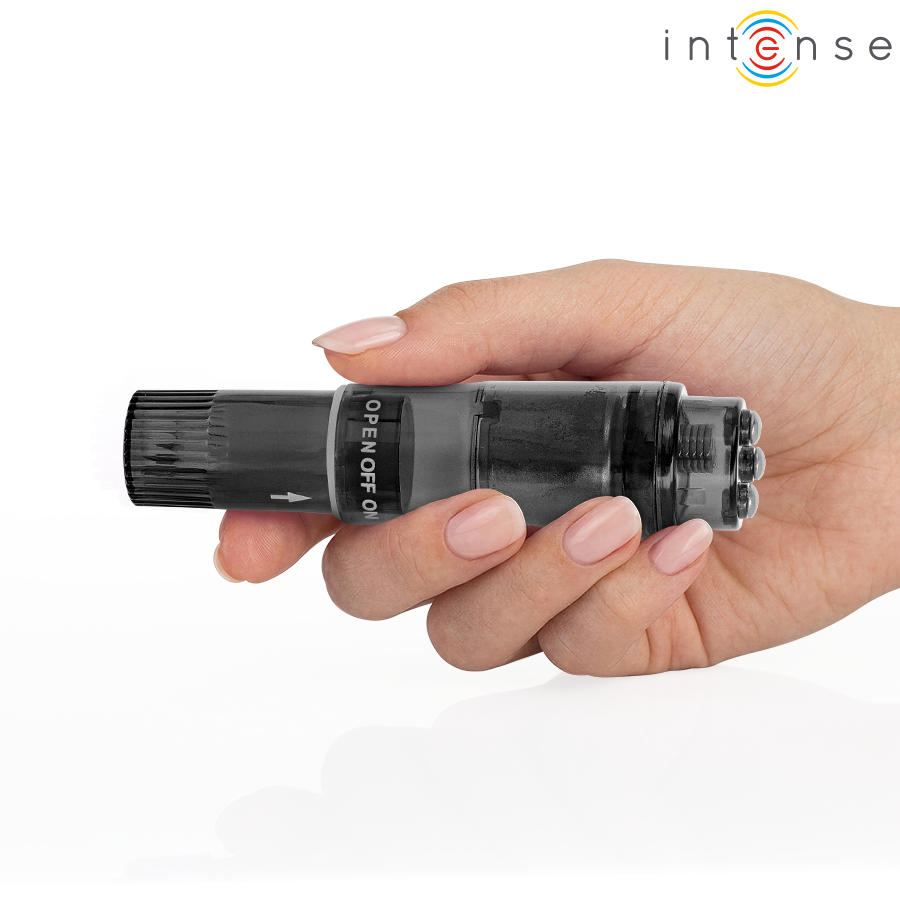 INTENSE - KURT MINI MASAJEADOR CON 4 CABEZALES INTERCAMBIABLES NEGRO