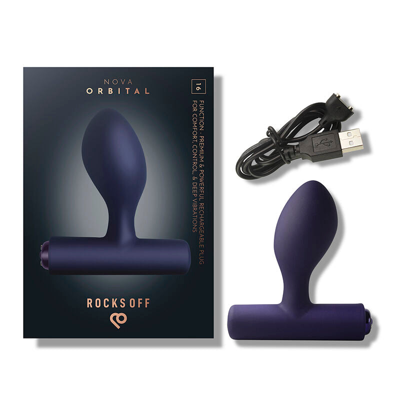 ROCKS-OFF - NOVA ORBITAL PREMIUM PLUG ANAL RECARGABLE 16 FUNCIONES AZUL