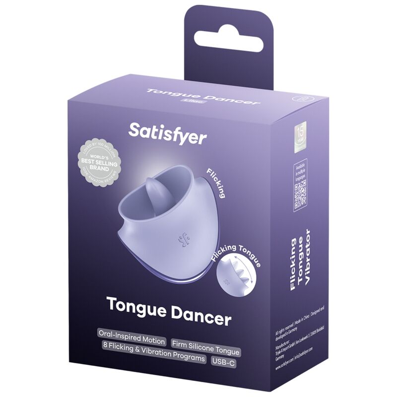 SATISFYER - TONGUE DANCER ESTIMULADOR CLITORIANO CON VIBRACIÓN Y PULSACIONES LILA