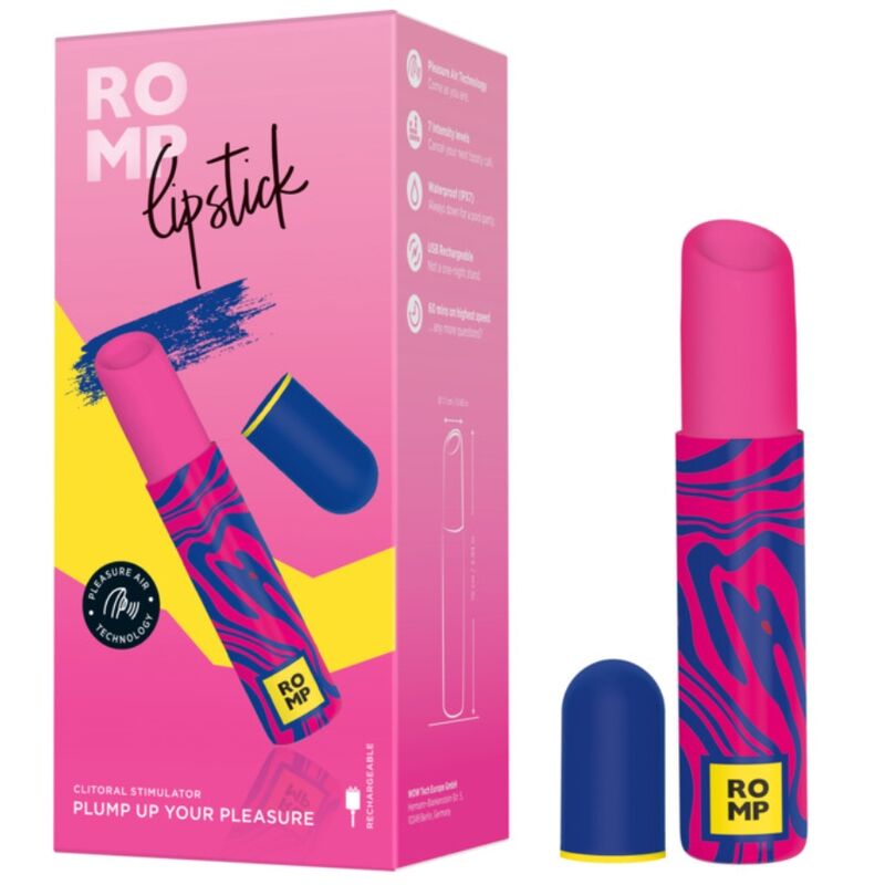 ROMP - LIPSTICK ESTIMULADOR DE CLÍTORIS PINTALABIOS 7 NIVELES