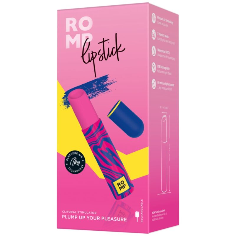 ROMP - LIPSTICK ESTIMULADOR DE CLÍTORIS PINTALABIOS 7 NIVELES