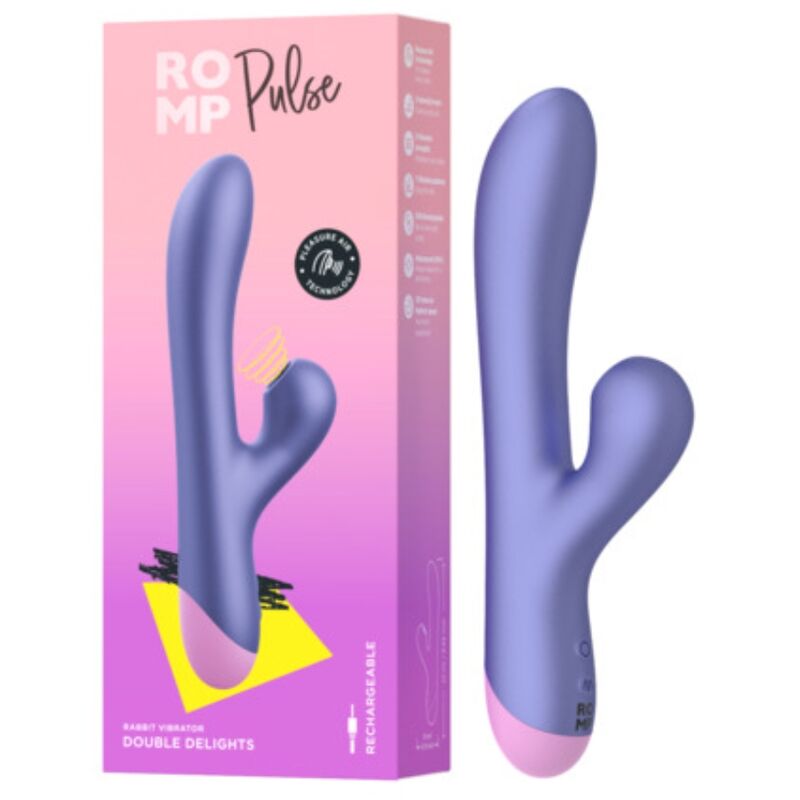 ROMP - PULSE VIBRADOR RABBIT DUAL PUNTO G AZUL ELÉCTRICO