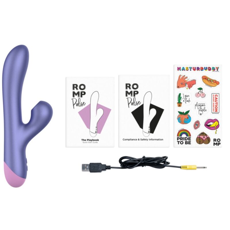 ROMP - PULSE VIBRADOR RABBIT DUAL PUNTO G AZUL ELÉCTRICO