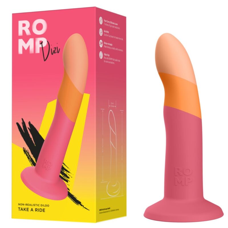 ROMP - DIZI DILDO SILICONA CON VENTOSA TRICOLOR 18 CM