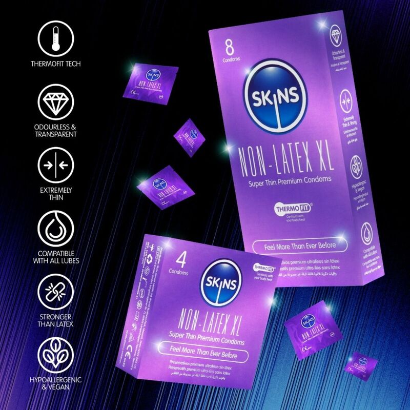 SKINS - PRESERVATIVOS SIN LATEX XL PACK 8