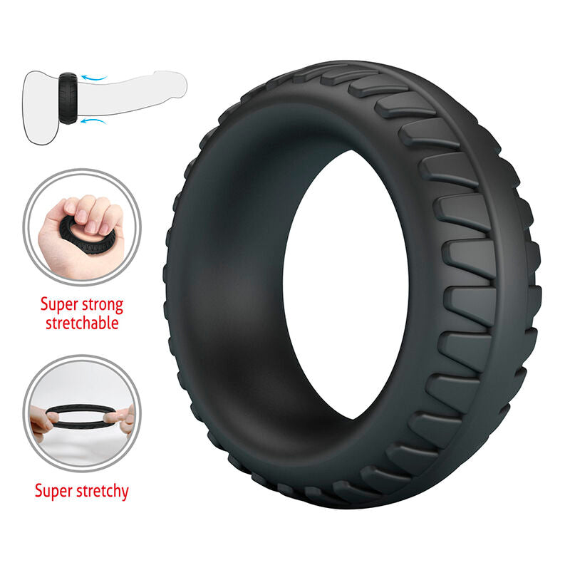 CRAZY BULL - MERRITT ANILLO PARA PENE TEXTURIZADO SILICONA NEGRO