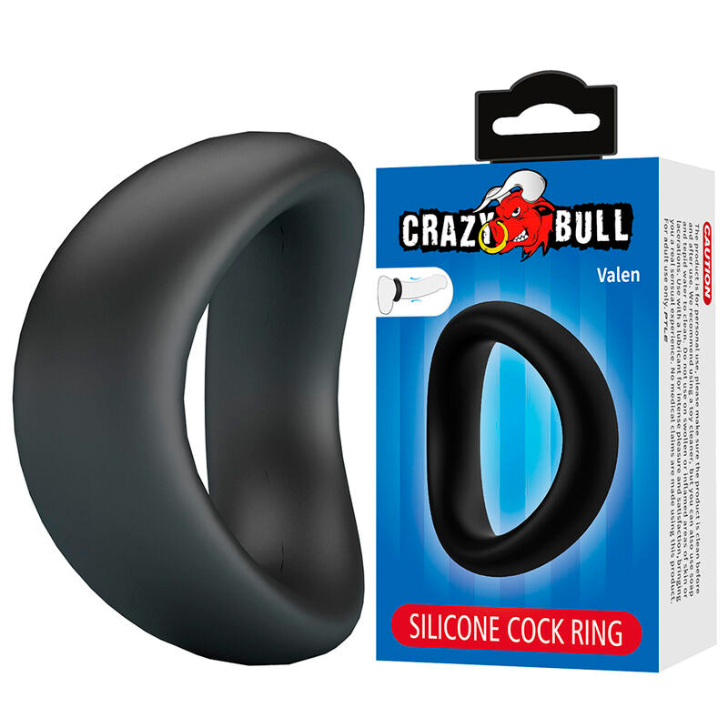 CRAZY BULL - VALEN ANILLO PARA PENE ERGONÓMICO SILICONA NEGRO