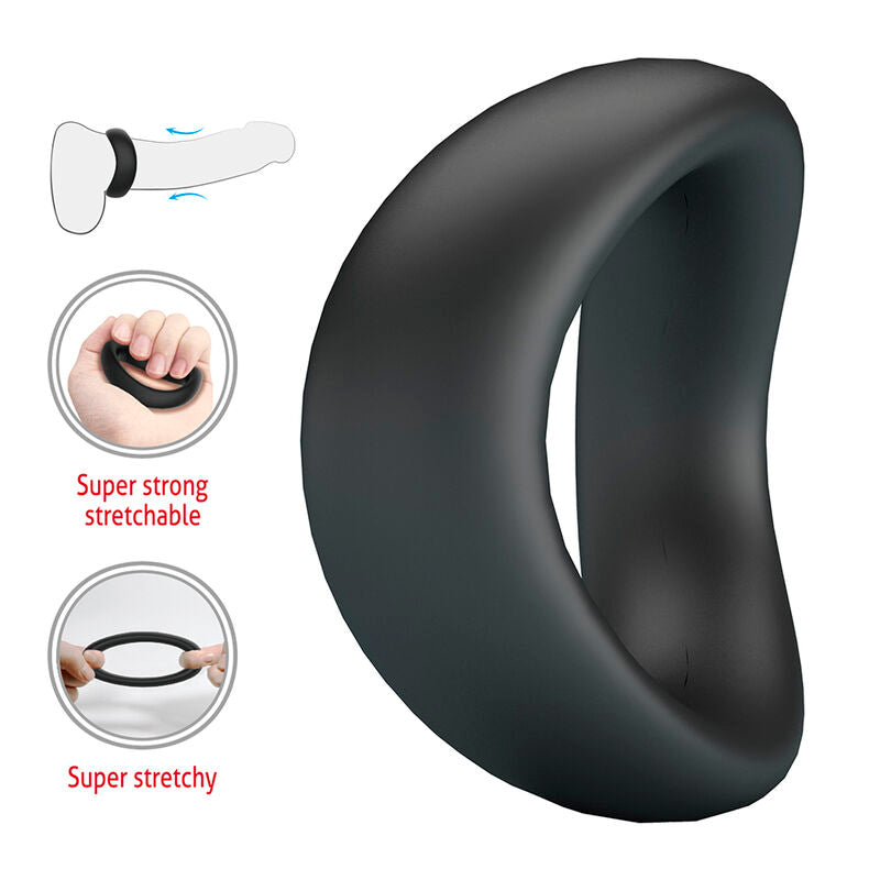 CRAZY BULL - VALEN ANILLO PARA PENE ERGONÓMICO SILICONA NEGRO