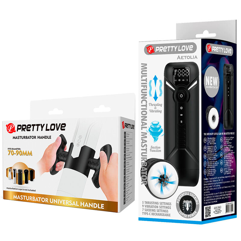PRETTY LOVE - AETOLA MASTURBADOR AUTOMÁTICO MULTIFUNCIÓN CON SOPORTE NEGRO