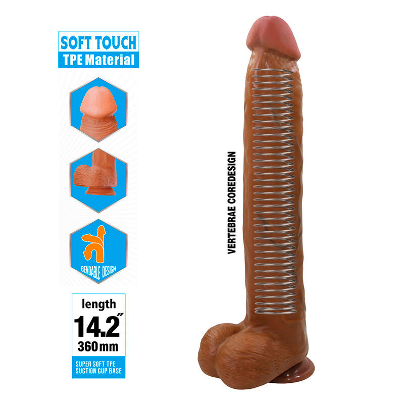 PRETTY LOVE - DANY DILDO REALÍSTICO FLEXIBLE CON VENTOSA 36 CM -Ø- 5,6 CM MARRÓN