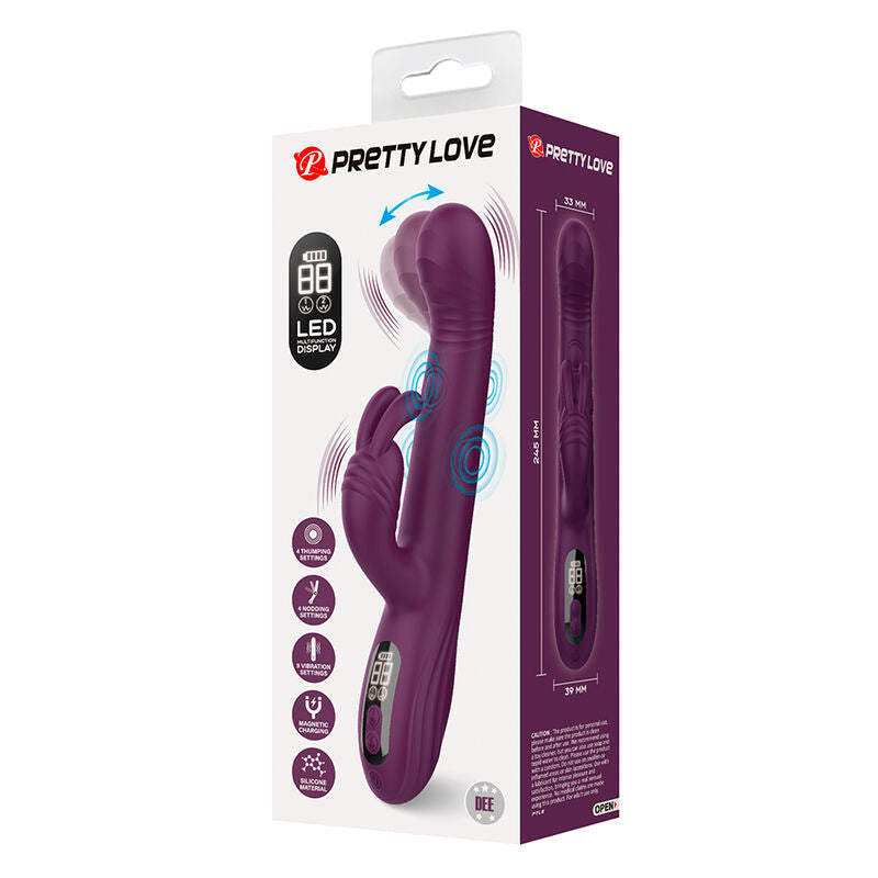 PRETTY LOVE - DEE VIBRADOR RABBIT MULTIFUNCIÓN OSCILANTE Y PERCUTOR MORADO