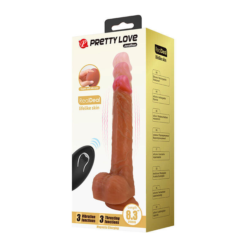 PRETTY LOVE - JONATHAN VIBRADOR REALÍSTICO CON EMPUJE MARRÓN CONTROL REMOTO