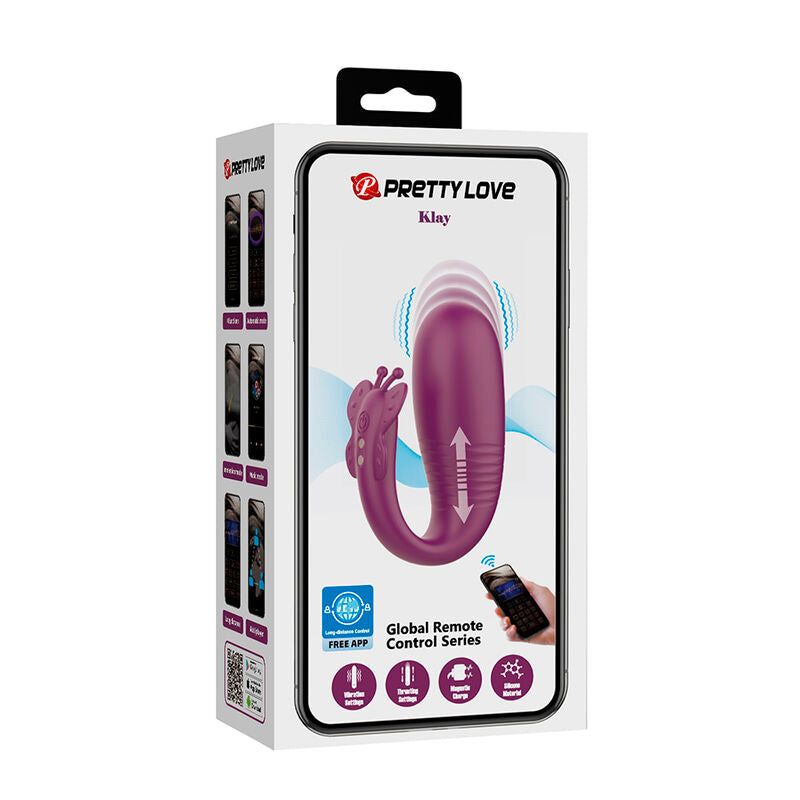 PRETTY LOVE - KLAY VIBRADOR HUEVO CON EMPUJE APP CONTROL MORADO