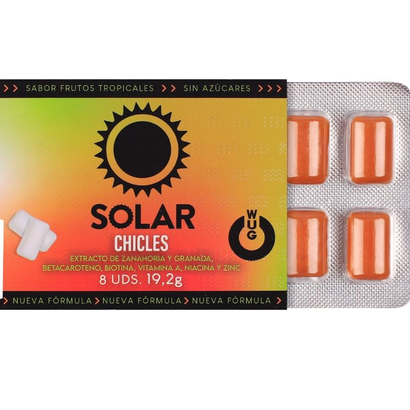 WUG Solar - El chicle que prepara tu piel para el sol BLISTER 8 UDS