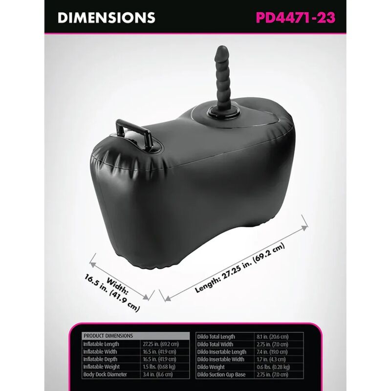 FETISH FANTASY SERIES - SILLÓN HINCHABLE BODY DOCK CON DILDO 69,2 CM NEGRO