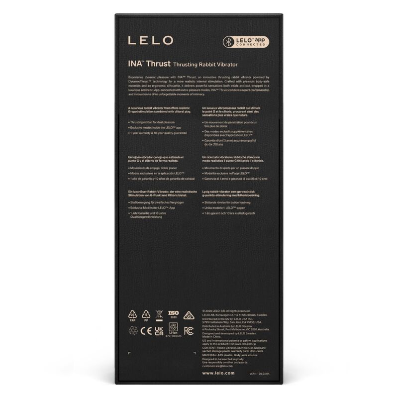 LELO - INA THRUST VIBRADOR RABBIT CON EMPUJE NEGRO