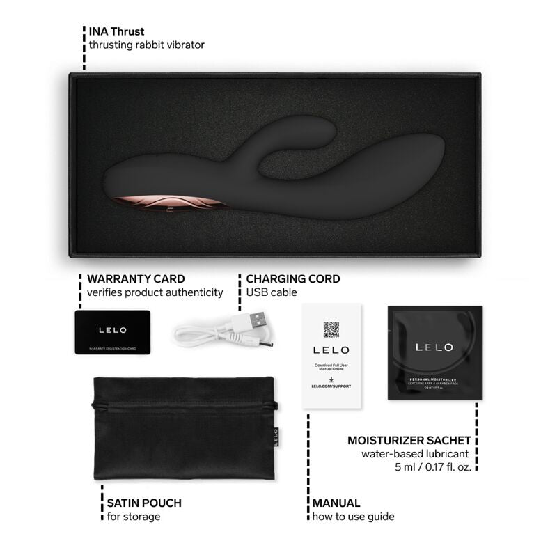 LELO - INA THRUST VIBRADOR RABBIT CON EMPUJE NEGRO