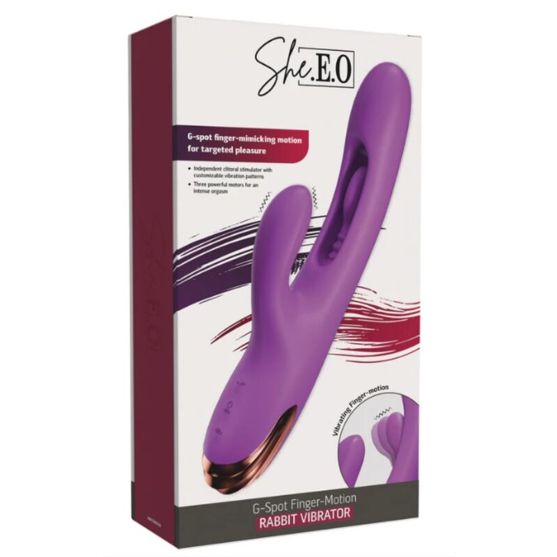SHE.E.O - VIBRADOR RABBIT PUNTO G CON MOVIMIENTO DIGITAL MORADO