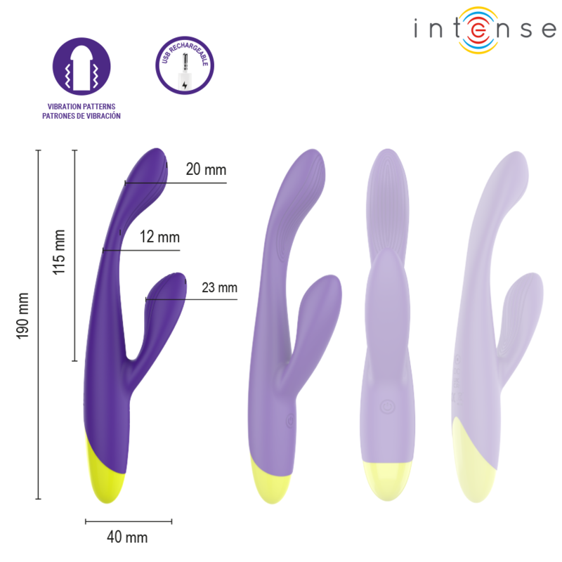 INTENSE - PAOLO ESTIMULADOR RABBIT RECARGABLE PARA PUNTO G Y CLÍTORIS