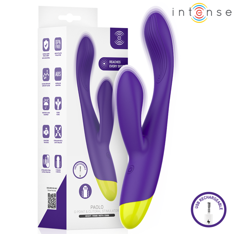 INTENSE - PAOLO ESTIMULADOR RABBIT RECARGABLE PARA PUNTO G Y CLÍTORIS