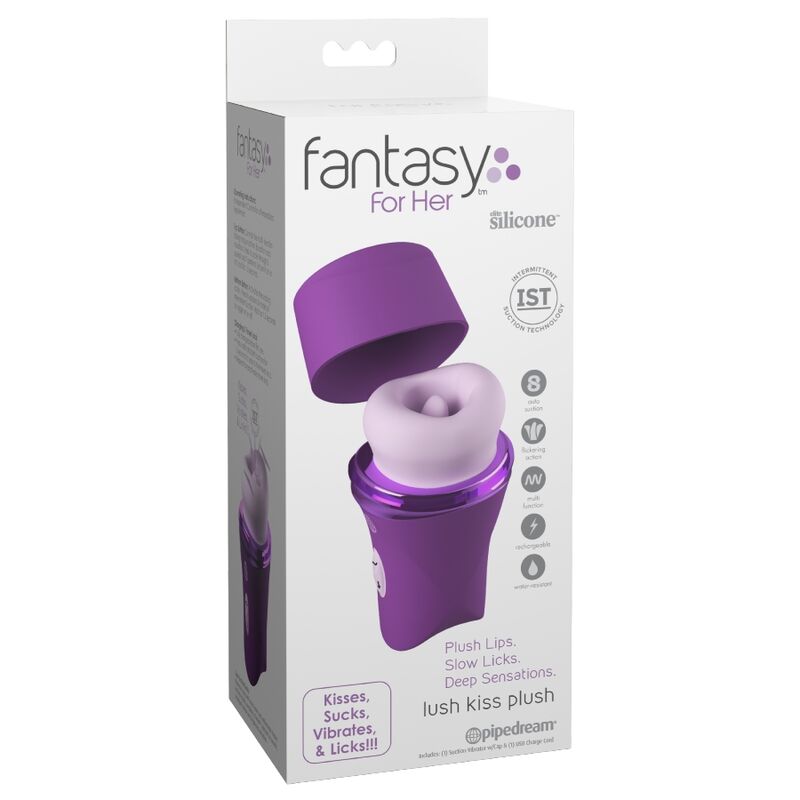 FANTASY FOR HER - LUSH KISS PLUSH PURPLE ESTIMULADOR CLITORAL DE SUCCIÓN Y LAMIDO