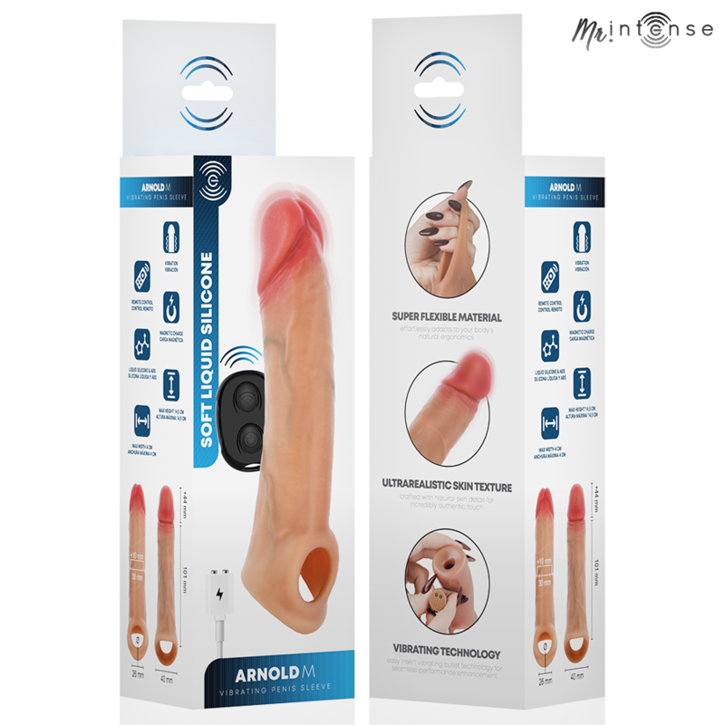 MR INTENSE - ARNOLD M VIBRADOR FUNDA PENE SILICONA CONTROL REMOTO 14.5 CM -Ø- 4 CM