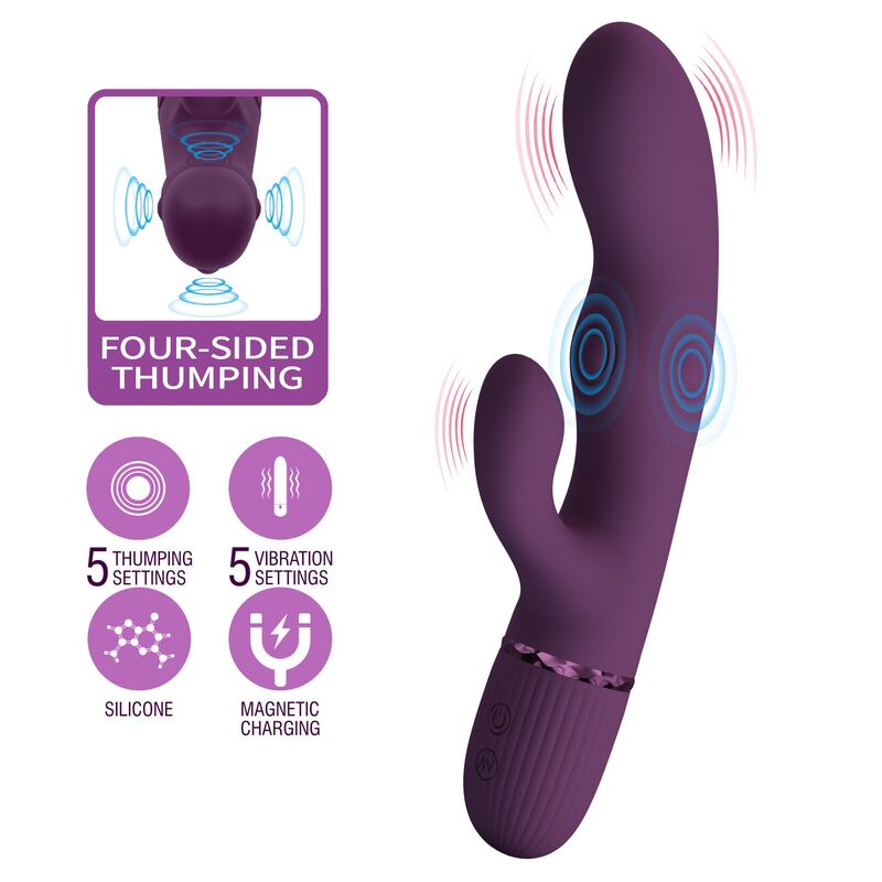 PRETTY LOVE - ZACH VIBRADOR RABBIT RECARGABLE CON EMPUJE 5+5 FUNCIONES