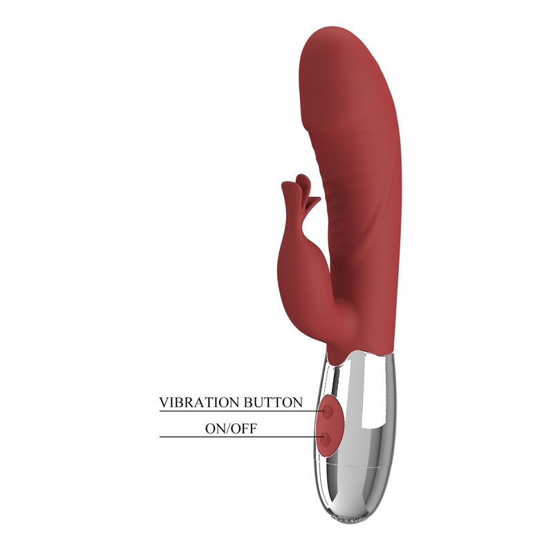 PRETTY LOVE - VIBRADOR RABBIT ROSEWOOD 30 FUNCIONES RECARGABLE USB ROJO