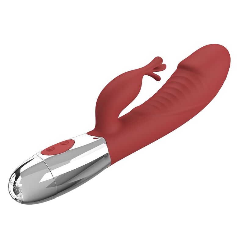 PRETTY LOVE - VIBRADOR RABBIT ROSEWOOD 30 FUNCIONES RECARGABLE USB ROJO