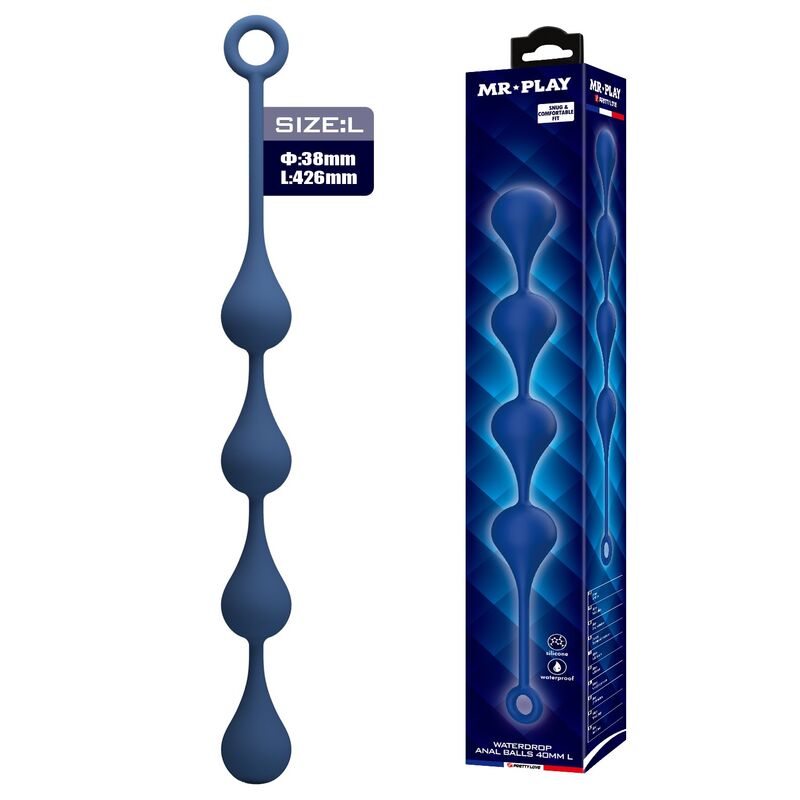 MR PLAY - BOLAS ANALES SILICONA AZUL TALLA L 42,6 CM