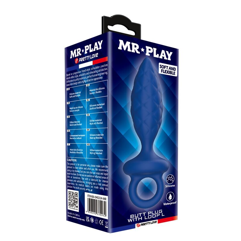 MR PLAY - PLUG ANAL TEXTURIZADO CON ANILLA AZUL L