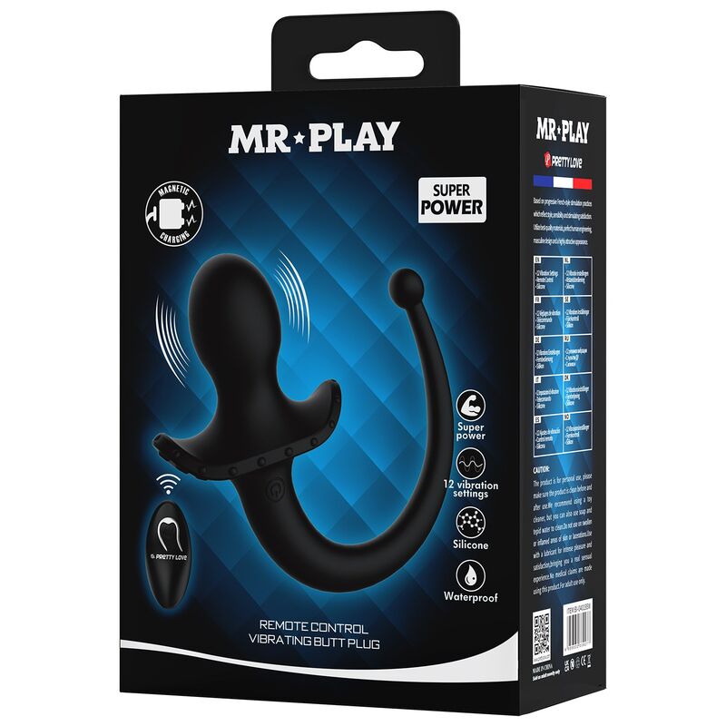 MR PLAY - VIBRADOR ANAL Y PERINEAL CON CONTROL REMOTO INALÁMBRICO NEGRO