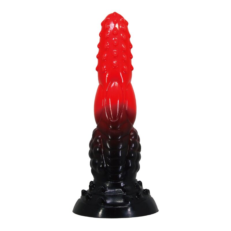 POWER MONSTERS - FIRE DRAGON DILDO FANTASÍA CON VENTOSA 24,5 CM Ø 5,8 CM ROJO Y NEGRO