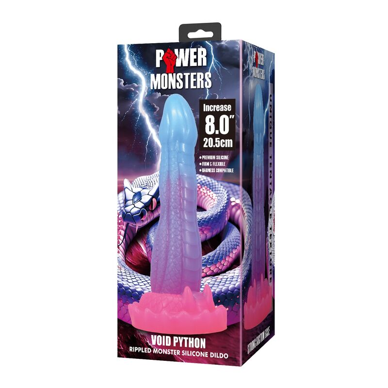 POWER MONSTERS - VOID PYTHON DILDO FANTASÍA CON VENTOSA 20,5 CM Ø 5,2 CM AZUL, LILA Y ROSA