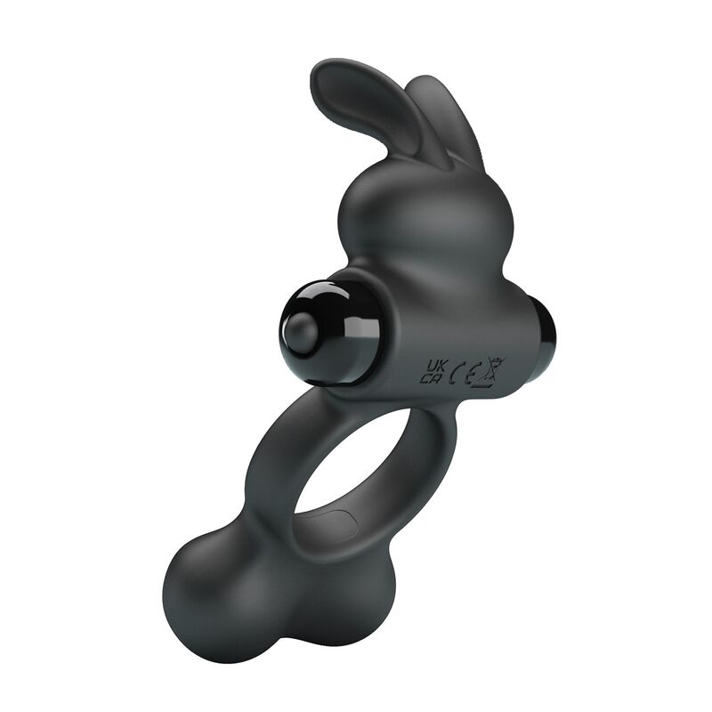 PRETTY LOVE - ANILLO VIBRADOR PARA PENE CON ESTIMULADOR DE CONEJITO 10 FUNCIONES NEGRO