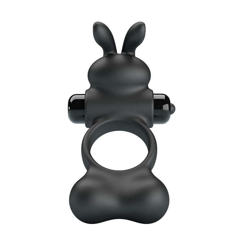 PRETTY LOVE - ANILLO VIBRADOR PARA PENE CON ESTIMULADOR DE CONEJITO 10 FUNCIONES NEGRO