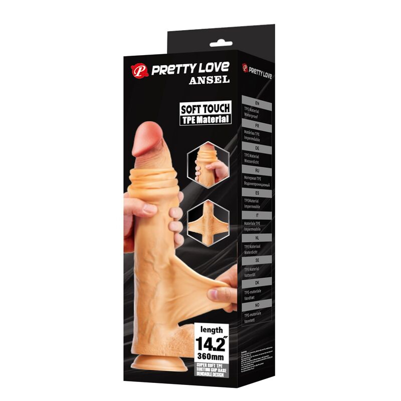 PRETTY LOVE - ANSEL DILDO REALÍSTICO 36 CM Ø 4,8 CM TPE COLOR NATURAL