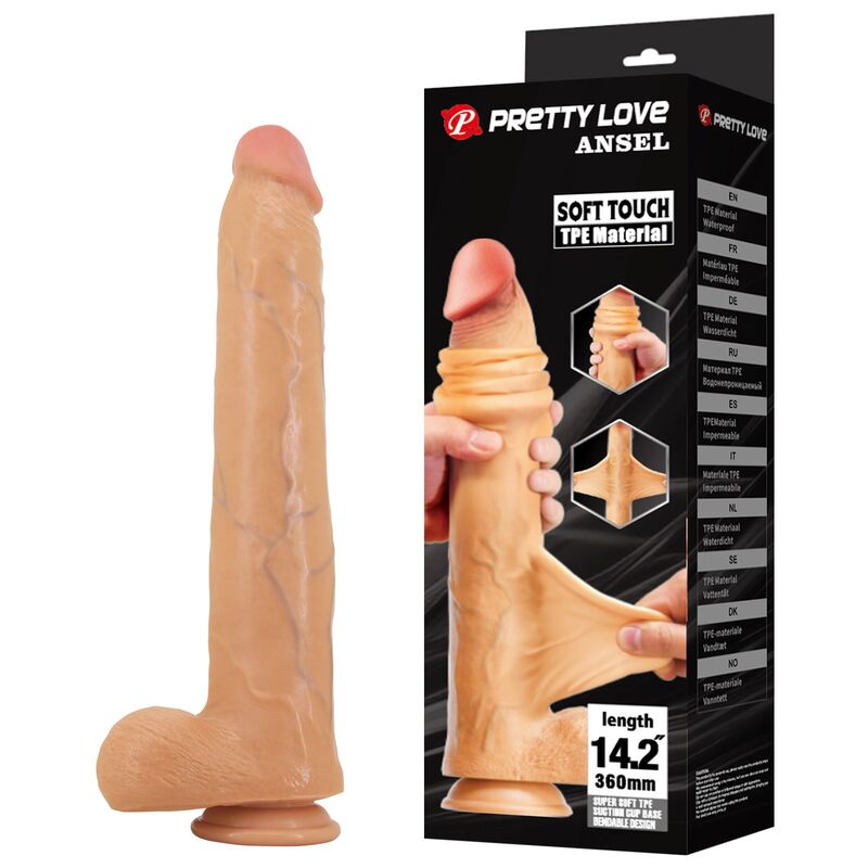 PRETTY LOVE - ANSEL DILDO REALÍSTICO 36 CM Ø 4,8 CM TPE COLOR NATURAL