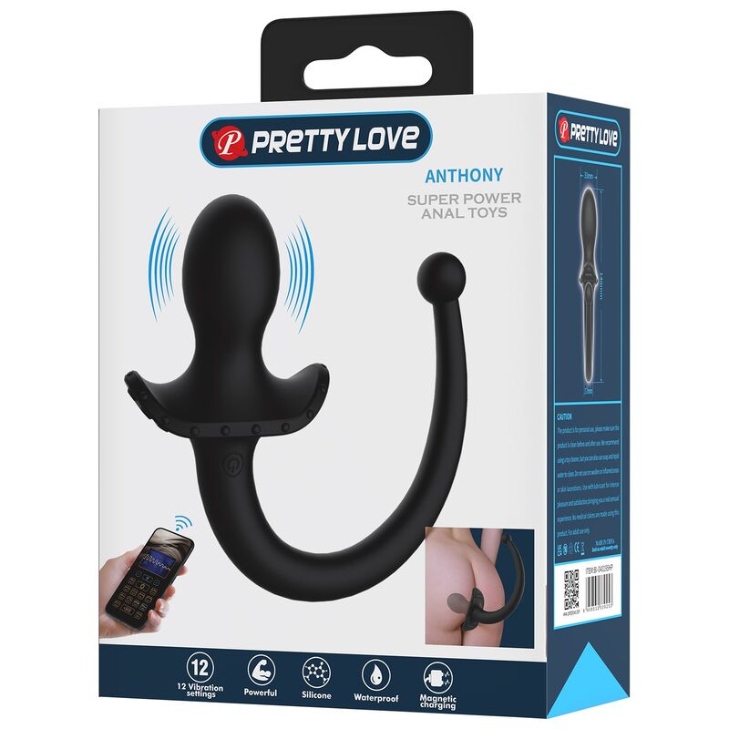PRETTY LOVE - ANTHONY VIBRADOR ANAL Y PERINEAL APP CONTROL NEGRO