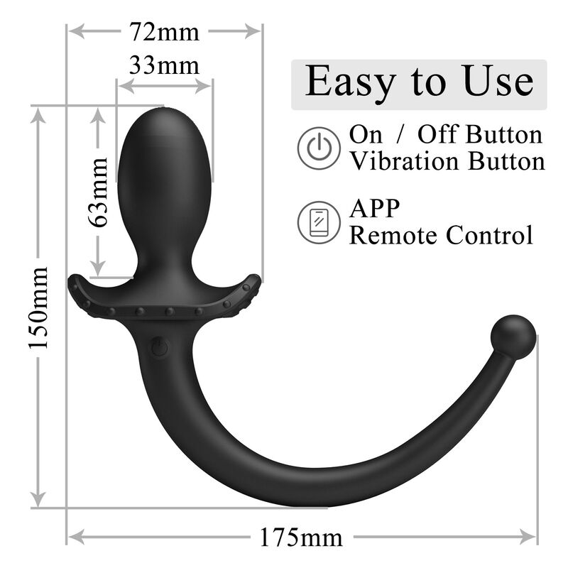 PRETTY LOVE - ANTHONY VIBRADOR ANAL Y PERINEAL APP CONTROL NEGRO