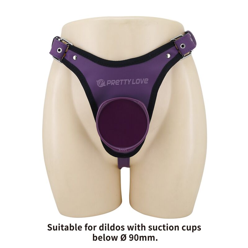 PRETTY LOVE - ARNÉS UNIVERSAL TIPO BRAGA PARA STRAP-ON MORADO Y NEGRO