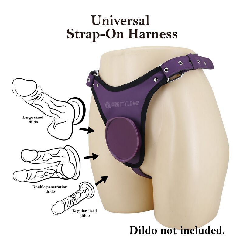 PRETTY LOVE - ARNÉS UNIVERSAL TIPO BRAGA PARA STRAP-ON MORADO Y NEGRO