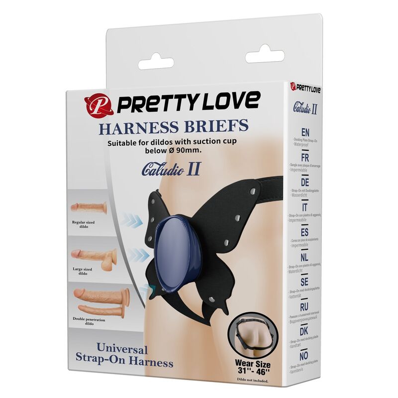 PRETTY LOVE - ARNÉS UNIVERSAL TIPO BRAGA PARA STRAP-ON NEGRO Y AZUL