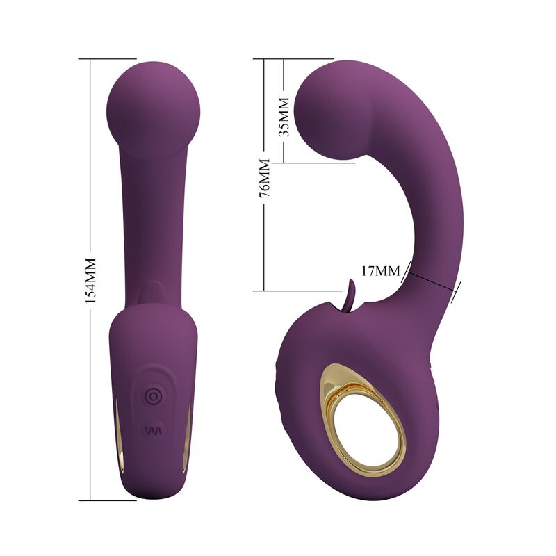 PRETTY LOVE - BRYNNLEE VIBRADOR CON ESTIMULADOR ORAL RECARGABLE 10 VIBRACIONES Y 5 FUNCIONES DE LAMIDO MORADO