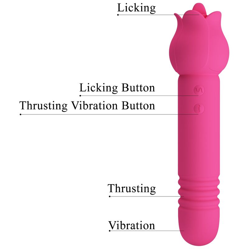 PRETTY LOVE - CHALEY VIBRADOR CON ESTIMULACIÓN ORAL, EMPUJE Y CLITORAL RECARGABLE ROSA