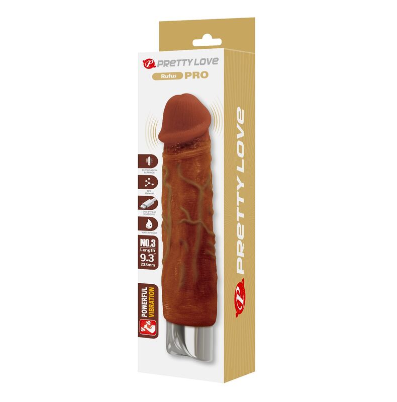 PRETTY LOVE - DUKE VIBRADOR REALÍSTICO 23,5 CM Ø 4,8 CM COLOR MARRÓN