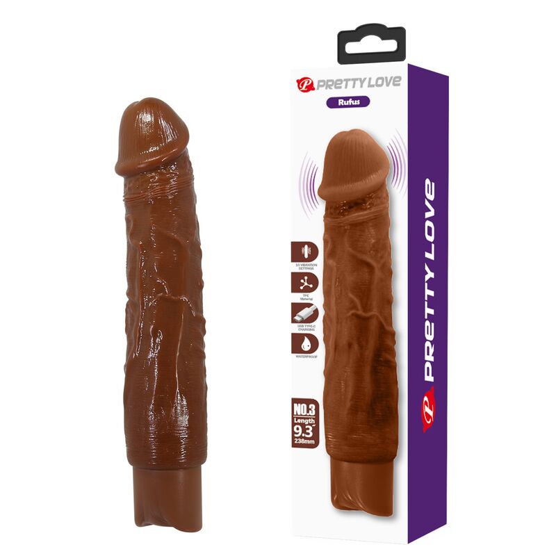 PRETTY LOVE - DUKE VIBRADOR REALÍSTICO 23,5 CM Ø 4,8 CM COLOR MARRÓN